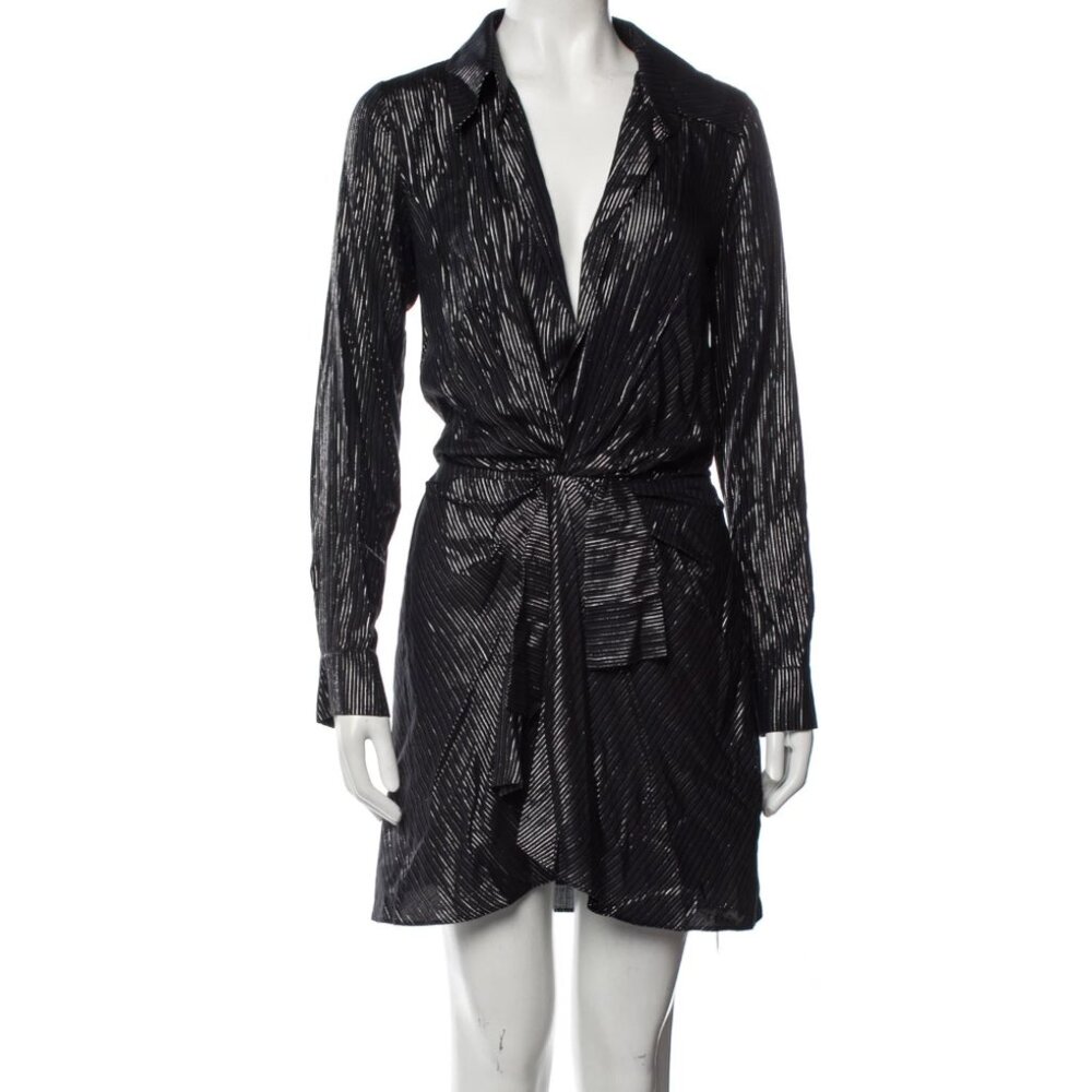 ITMFL In the Mood for Love Black & Silver Veneto Shirtdress Size S